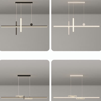 Moderne minimalistische Streifen Kegel Kreis Eisen Acryl LED Kronleuchter Insel Licht für Esszimmer 