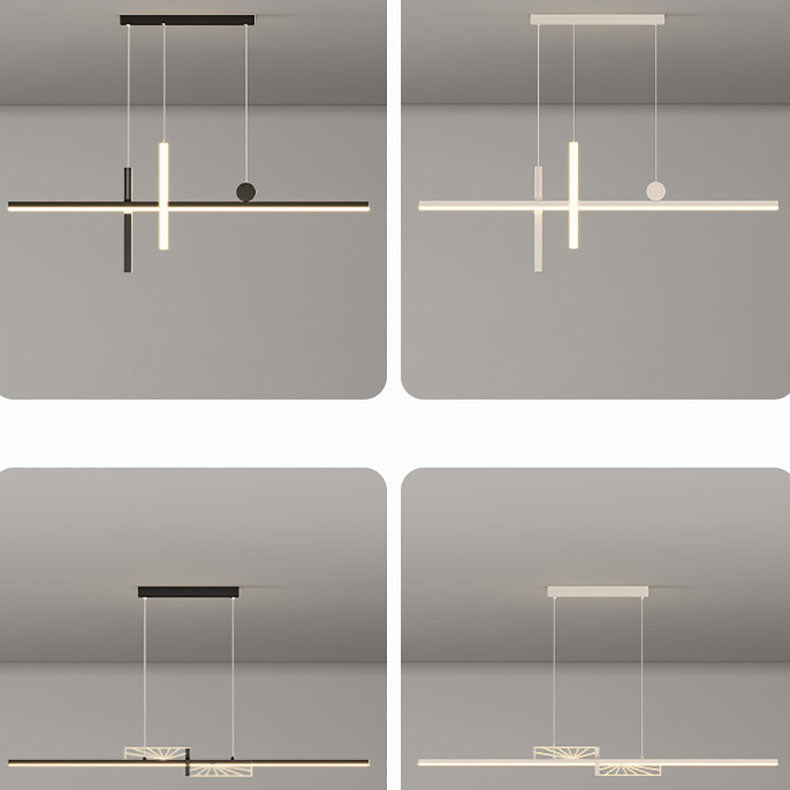 Moderne minimalistische Streifen Kegel Kreis Eisen Acryl LED Kronleuchter Insel Licht für Esszimmer 