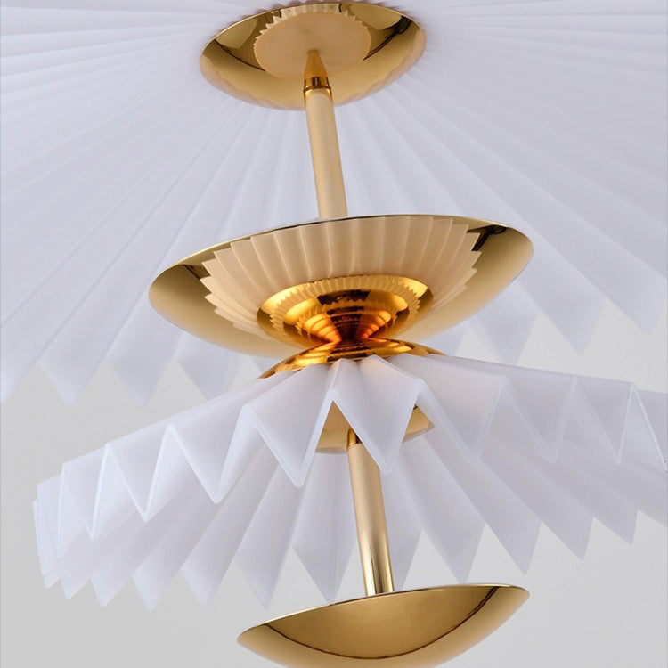 Modern Art Deco Pleated Round Acrylic Iron LED Chandelier For Living Room