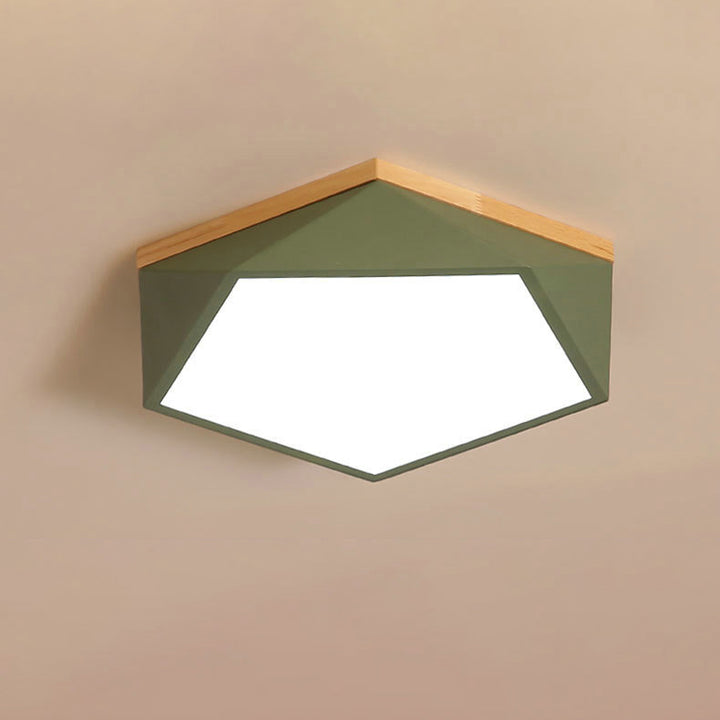 Plafonnier LED en fer acrylique polygone scandinave contemporain pour chambre à coucher 