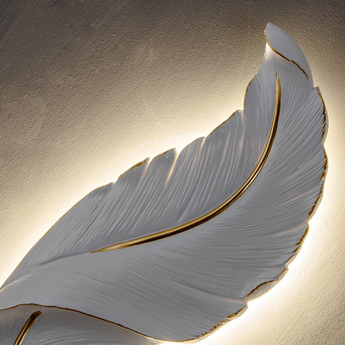 Lámpara de pared impermeable LED de resina creativa contemporánea con imitación de pluma de pavo real para sala de estar 