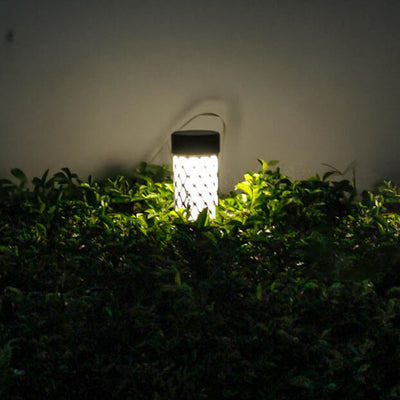 ضوء حديقة LED بإدخال أرضي على شكل قفص أسطواني منسوج من ABS مقاوم للماء يعمل بالطاقة الشمسية 