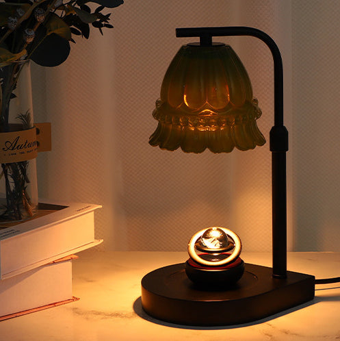 Moderne Art Deco Blume Typ Holz Glas 1-Licht Schmelzen Wachs Tisch Lampe Für Schlafzimmer 