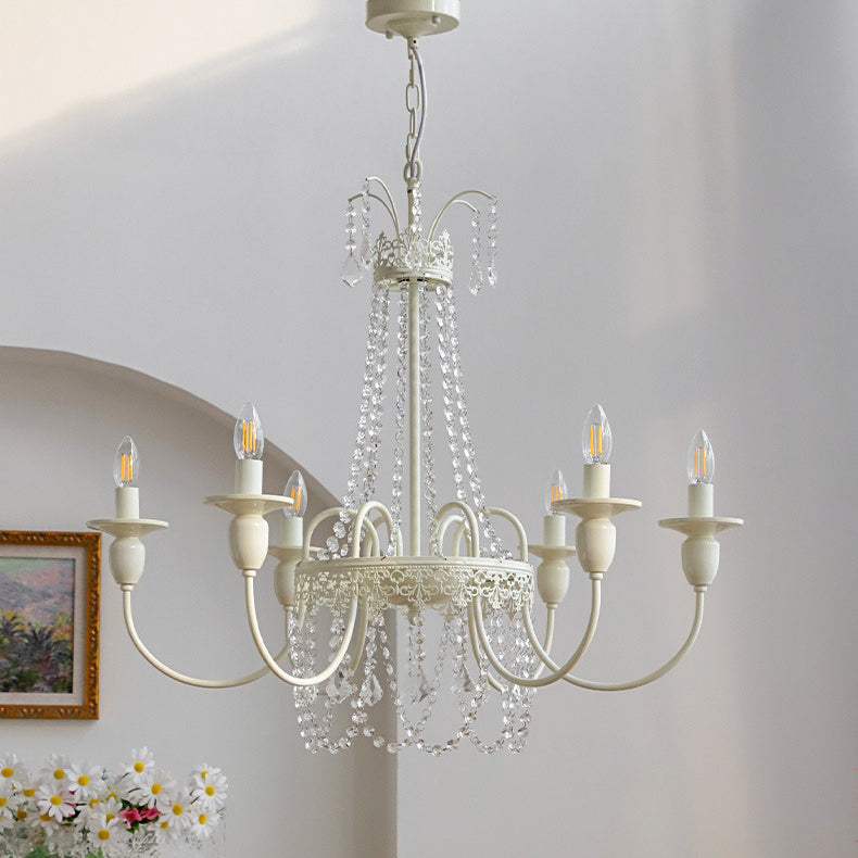 Candelabro Moderno Shabby Chic de Hierro con Cristales de 4/5/6/8 Luces para Sala de Estar 