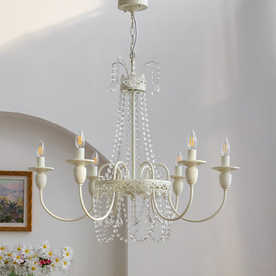 Modern Shabby Chic Candelabra Iron Crystal 4/5/6/8 Light Chandelier For Living Room