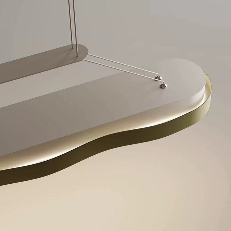 Moderne minimalistische Rechteck Welle Eisen Hardware Acryl LED Insel Licht Kronleuchter für Esszimmer 