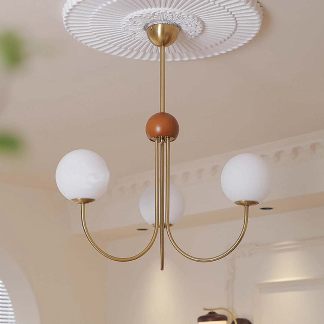 Traditional French Curved Metal Frame Glass Magic Bean 3/5-Light Chandelier For Living Room