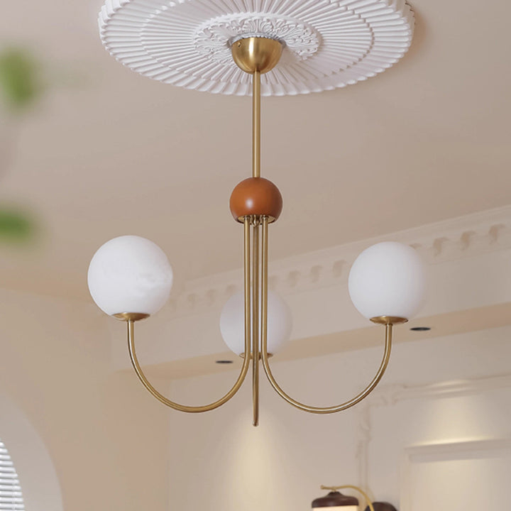 Traditional French Curved Metal Frame Glass Magic Bean 3/5-Light Chandelier For Living Room