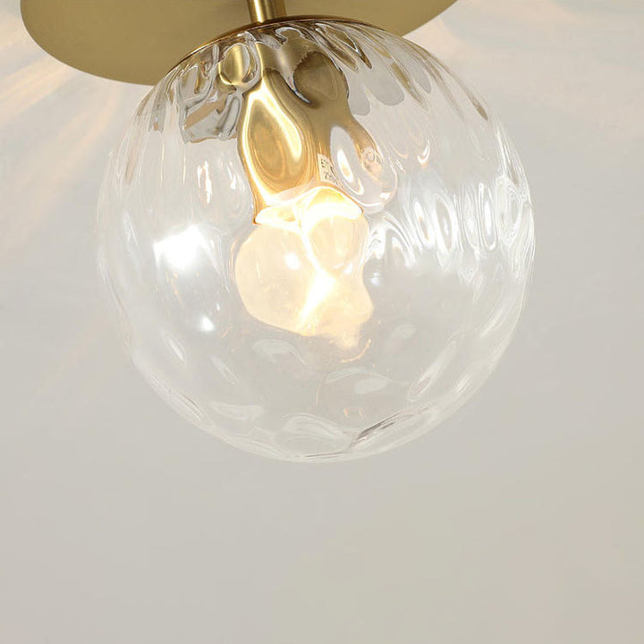 Zeitgenössische skandinavische runde Ball-Eisen-Hydrographie-Glas 1-Licht Semi-Flush-Montage-Deckenleuchte für Wohnzimmer 