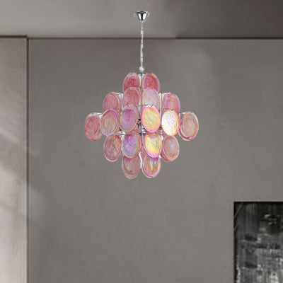 Lustre en fer et verre en forme de fleur traditionnelle française 5/7 lumières pour salon 