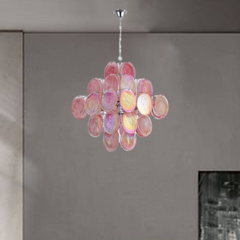 Lustre en fer et verre en forme de fleur traditionnelle française 5/7 lumières pour salon 