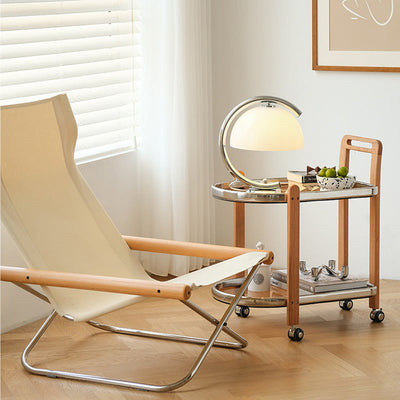 Moderner minimalistischer quadratischer Holz-Glas-Endtisch, zweistufiger Wagen, drehbar für das Wohnzimmer 