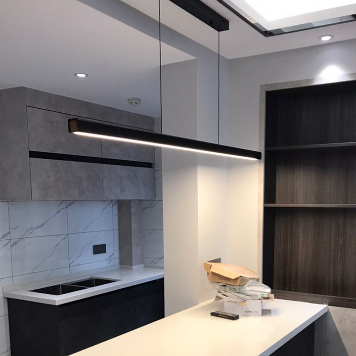 Lustre Suspendu Moderne Minimaliste Long en Aluminium et Acrylique à LED pour Salle à Manger 