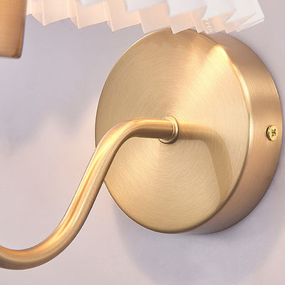 Lámpara de Aplique de Pared de 1 Luz de Tela de Hierro con Base de Disco Plisado Minimalista Moderna para Dormitorio 