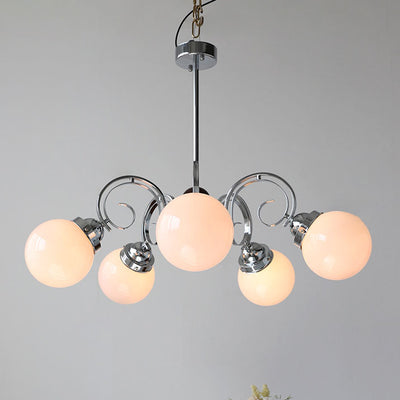Traditional French Iron Glass Ball 3/5-Light Chandelier For Living Room