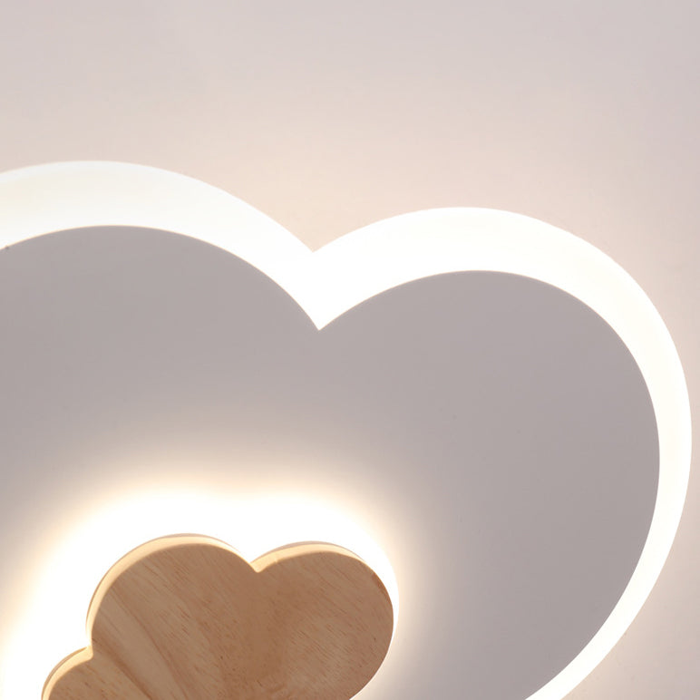 Plafonnier LED en bois, fer et acrylique Creative Clouds contemporain pour chambre 