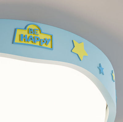 Contemporary Creative Acrylic Cartoon Semicircle LED Flush Mount Ceiling Light For Bedroom