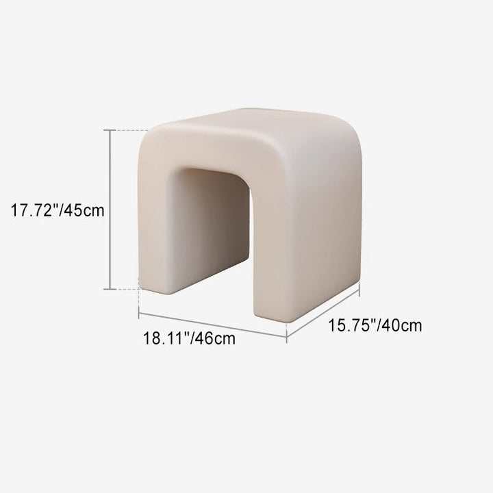 Modern Minimalist Square Arched PU Leather Plywood Frame Vanity Stool For Bedroom