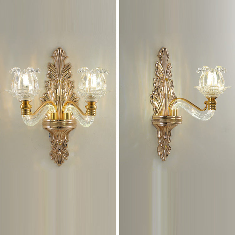 Applique murale traditionnelle en cristal français avec fleur en cristal, matériel en verre, 1/2 lumières pour salon 