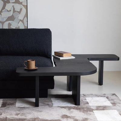 Mesa de café cuadrada contemporánea de combinación de madera de pino y fresno para sala de estar 