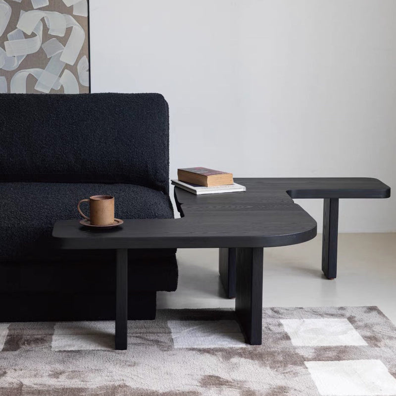 Mesa de café cuadrada contemporánea de combinación de madera de pino y fresno para sala de estar 