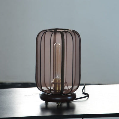 Chinese Zen Transparent Silk Lampshade Solid Wood 1-Light Table Lamp