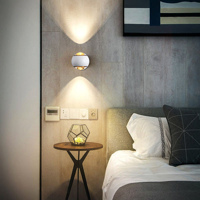 Contemporary Nordic Aluminum Semicircle Up And Down Luminous LED Spotlight Wall Sconce Lamp For Bedroom