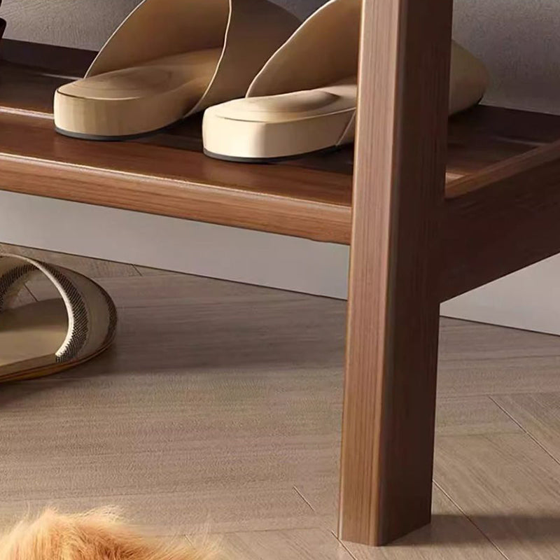 Banco zapatero rectangular de madera de caucho y cuero antirrayaduras estilo escandinavo contemporáneo con 1 estante para recibidores 