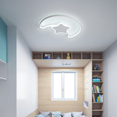 Zeitgenössische kreative Stern Mond Acryl Schatten Eisen LED Unterputz Deckenleuchte für Wohnzimmer 