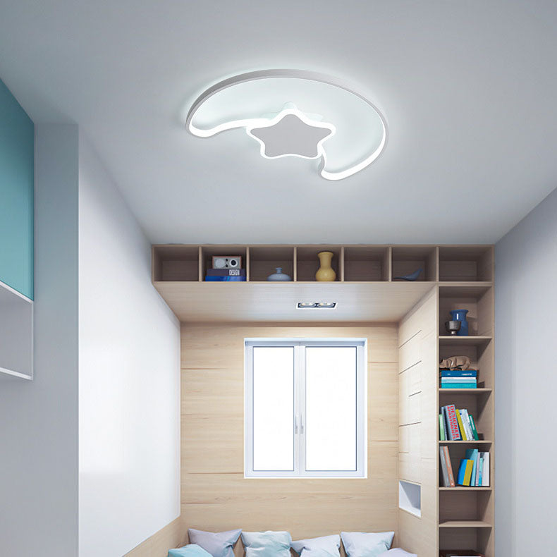 Zeitgenössische kreative Stern Mond Acryl Schatten Eisen LED Unterputz Deckenleuchte für Wohnzimmer 