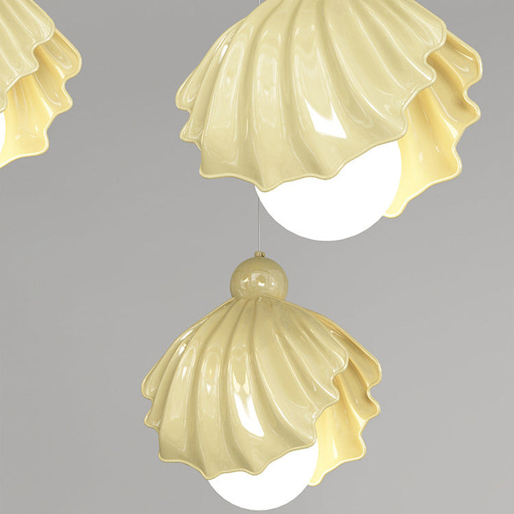 Zeitgenössische kreative Shell Eisen Harz Acryl LED Pendelleuchte für Wohnzimmer 