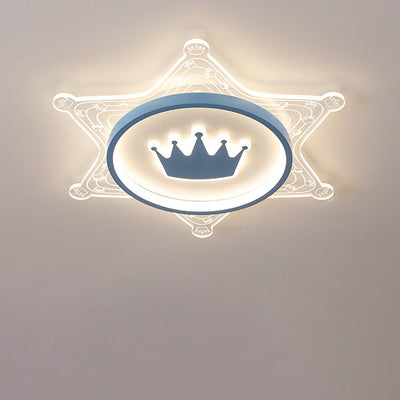 Moderne Art Deco Crown Runde Pentagon Acryl Eisen LED Unterputz Deckenleuchte für Wohnzimmer 