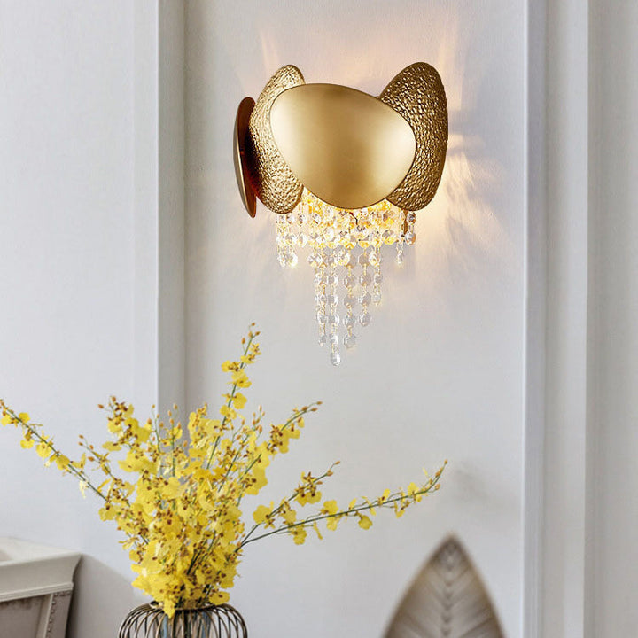 Applique murale contemporaine de luxe en cristal de fer à deux lumières de forme ovale irrégulière pour salon 