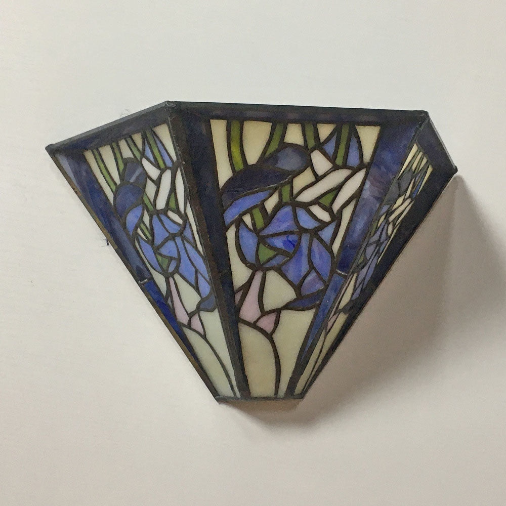 Applique Murale à 1 Lumière en Verre Alliage Tiffany Traditionnel avec Fleur Semi-circulaire et Libellule pour Couloir 