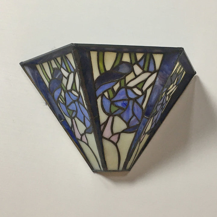 Applique Murale à 1 Lumière en Verre Alliage Tiffany Traditionnel avec Fleur Semi-circulaire et Libellule pour Couloir 
