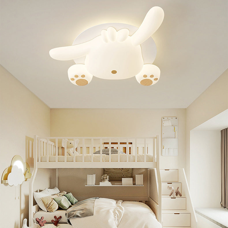 Zeitgenössische kreative Bär Eisen Kunststoff LED Semi-Flush Mount Deckenleuchte für Wohnzimmer 
