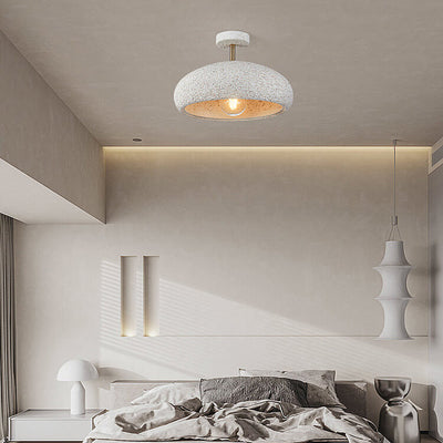 Moderne minimalistische ovale Gips-Eisen 1-Licht Semi-Flush-Montage Deckenleuchte 