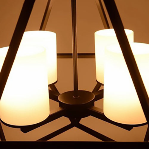 Chandelier contemporain en fer trapézoïdal quadrilatéral industriel 3/4 lumières pour salon 