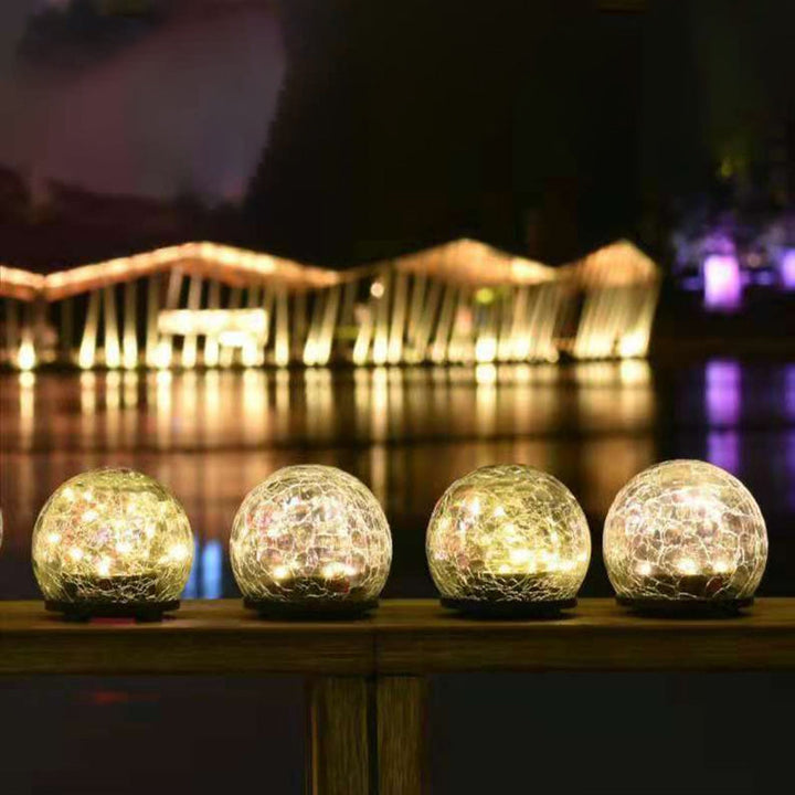 إضاءة خارجية LED للمناظر الطبيعية من كرات زجاجية بأسلاك نحاسية بلاستيكية تعمل بالطاقة الشمسية ومقاومة للماء بتصميم آرت ديكو حديث للحديقة 