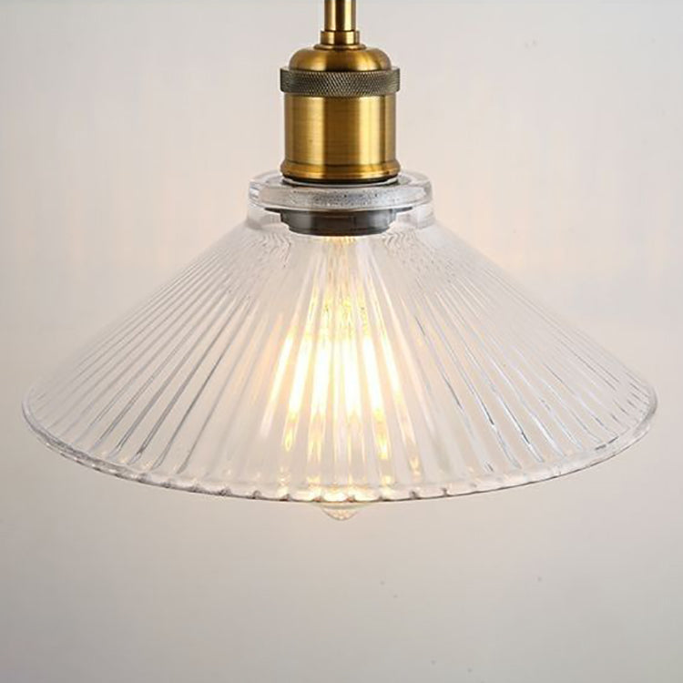 Traditional Japanese Wood Brass Glass Semicircular Loudspeaker 1-Light Pendant Light For Dining Room