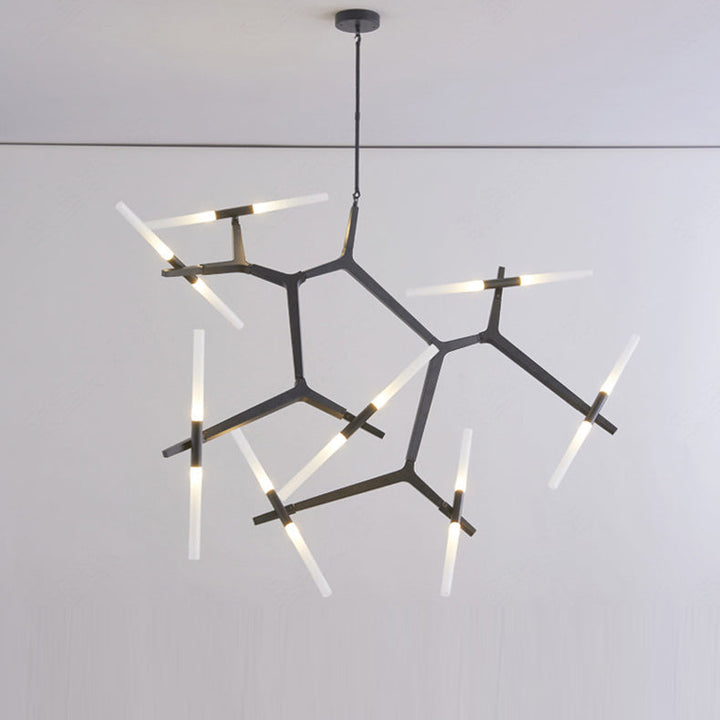 Lustre moderne minimaliste en alliage dendritique fer acrylique 10/16 lumières pour salon 