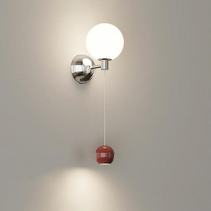 Zeitgenössische Einfachheit Glas Schatten Eisen Ball LED Wand Leuchte Lampe Für Schlafzimmer 