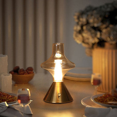 Zeitgenössische Einfachheit Glas Spinner Gyroskop Metall Basis LED USB Tisch Lampe Für Schlafzimmer 