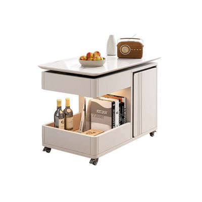 Table d'appoint moderne minimaliste rectangulaire en métal et bois avec 2 tiroirs pour salon 