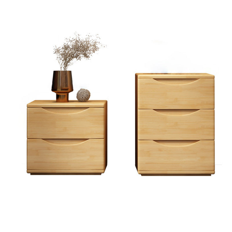 Mesita de noche tradicional japonesa rectangular cúbica de madera de caucho y metal con 2/3 cajones para el lado de la cama 