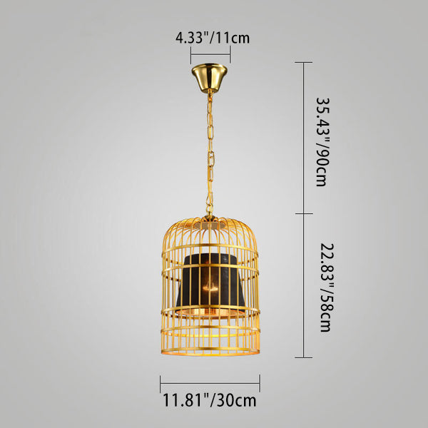 Golden Birdcage Metal 1-Light Cone Shade Pendant Light