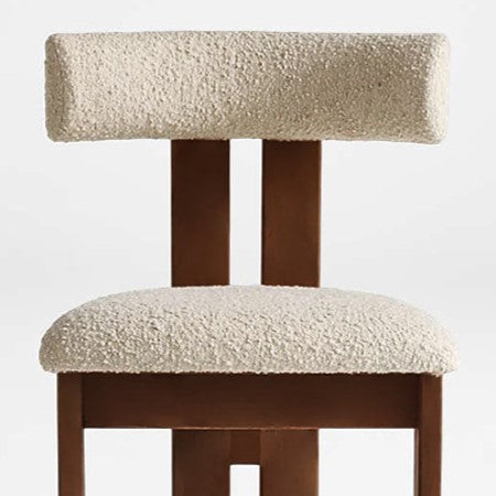 Chaise de salle à manger contemporaine scandinave semi-ronde en bois massif avec dossier en éponge à haute résilience en laine d&
