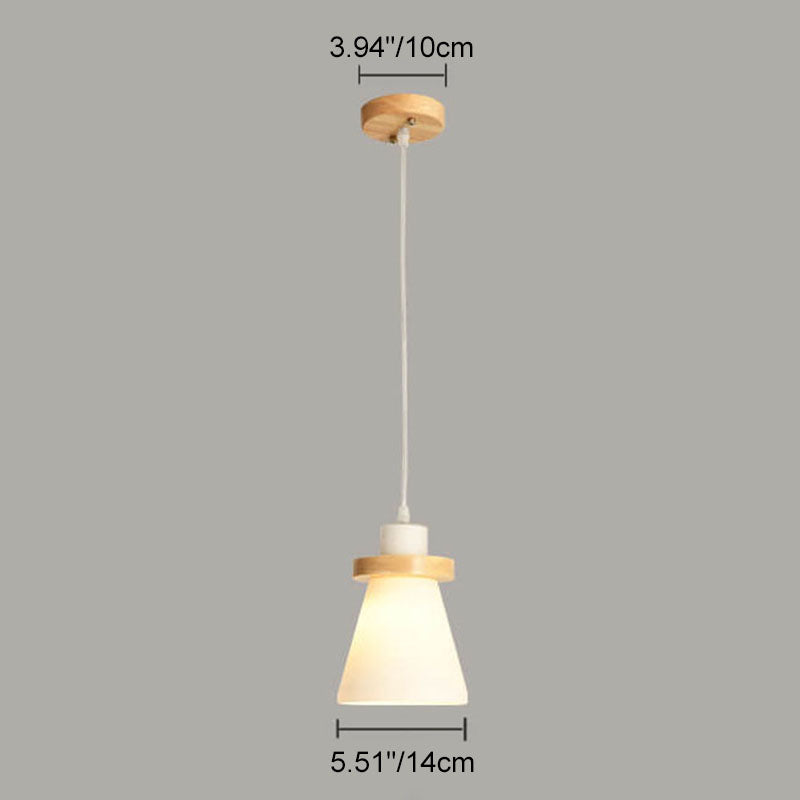 Suspension lumineuse à 1/3 lumières avec abat-jour en bois moderne en forme de cône 
