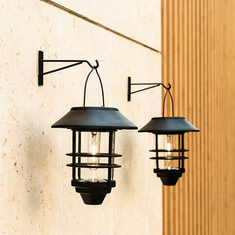 Zeitgenössische Retro Solar wasserdichte Aluminium Glas Laterne Zylinder 1-Licht hängen Wandleuchte Lampe für Terrasse 