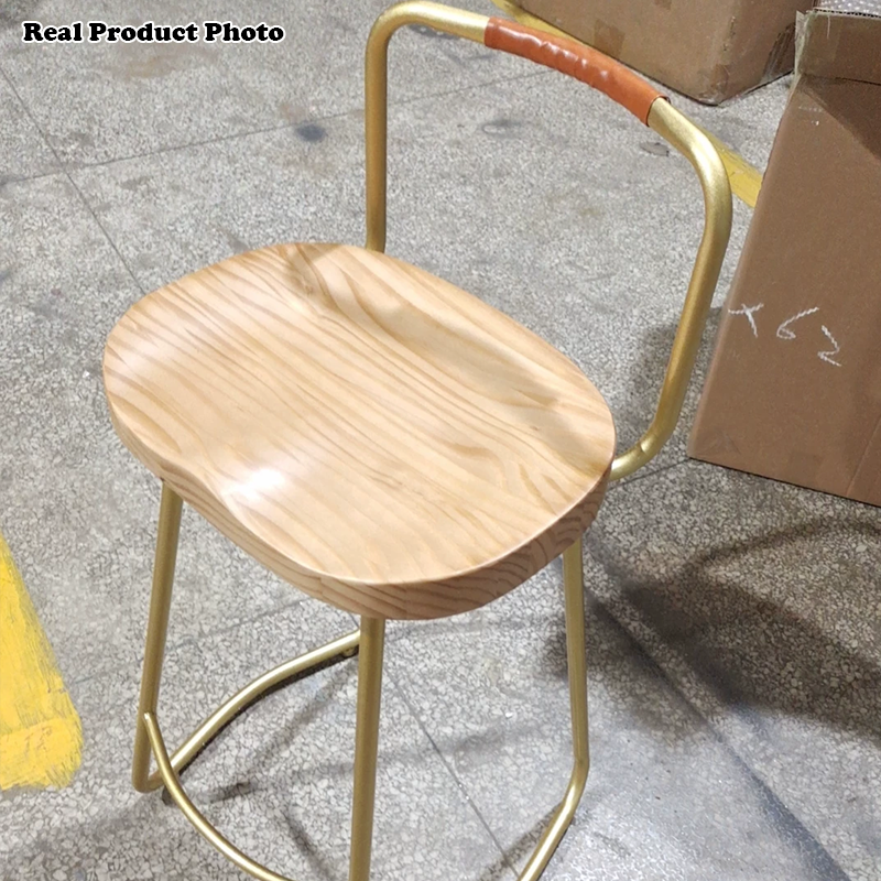 Taburete cuadrado de bar de madera de pino estilo farmhouse tradicional con respaldo y reposapiés para cocina y bar 